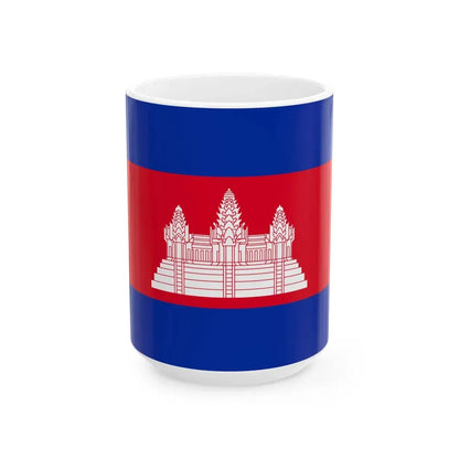 Flag of Cambodia type 2 (Cambodia) White Coffee Mug 15oz - Go Mug Yourself