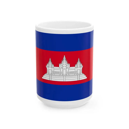 Flag of Cambodia type 3 (Cambodia) White Coffee Mug 15oz - Go Mug Yourself