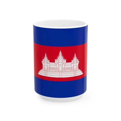 Flag of Cambodia type 4 (Cambodia) White Coffee Mug 15oz - Go Mug Yourself
