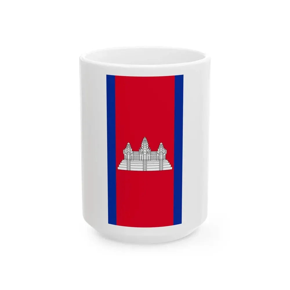 Flag of Cambodia vertical (Cambodia) White Coffee Mug 15oz - Go Mug Yourself