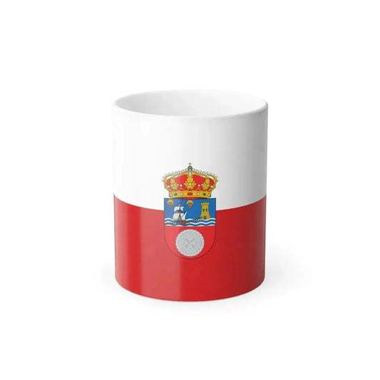 Outline map of the Spanish region of Cantabria filled with its red and white flag and central coat of arms.