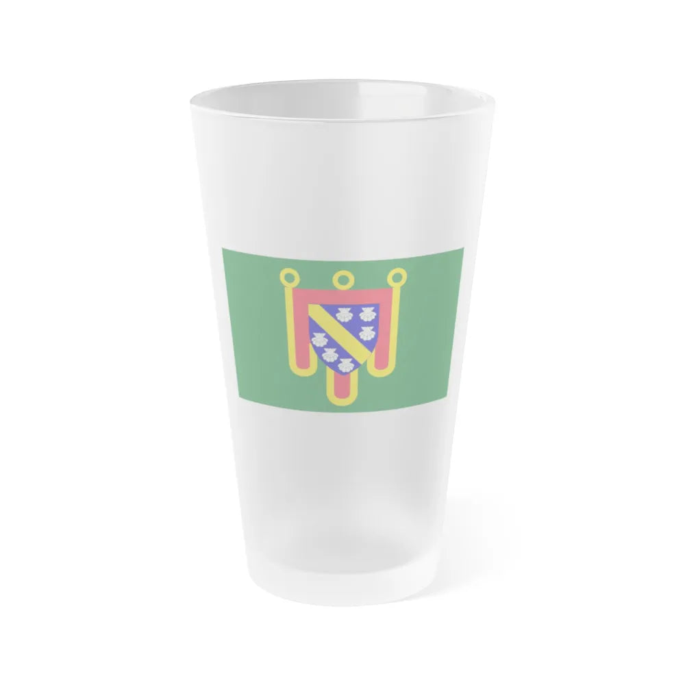 Flag of Cantal France 2 - Frosted Pint Glass 16oz-16oz-Frosted-Go Mug Yourself