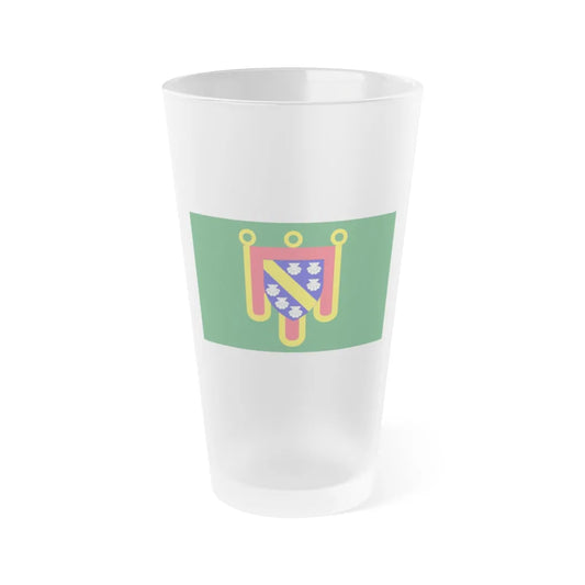 Flag of Cantal France 2 - Frosted Pint Glass 16oz-16oz-Frosted-Go Mug Yourself