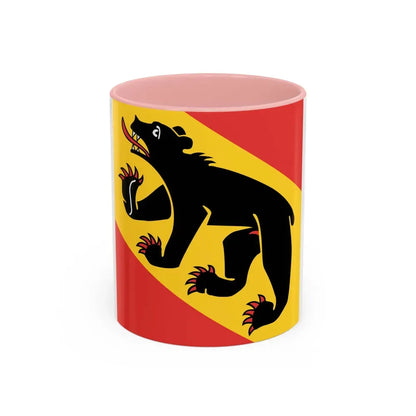 Flag of Canton of Bern Switzerland - Accent Coffee Mug 11oz Pink - Go Mug Yourself