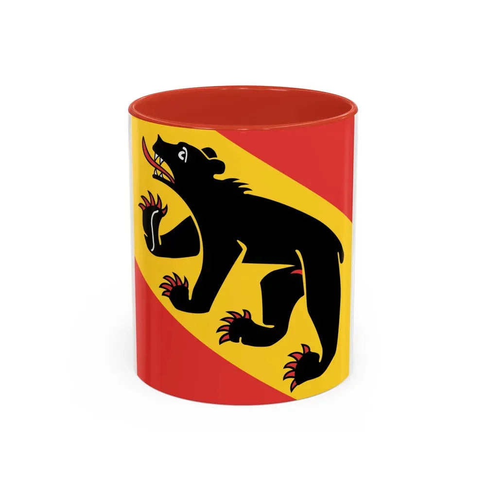 Flag of Canton of Bern Switzerland - Accent Coffee Mug 11oz Red - Go Mug Yourself