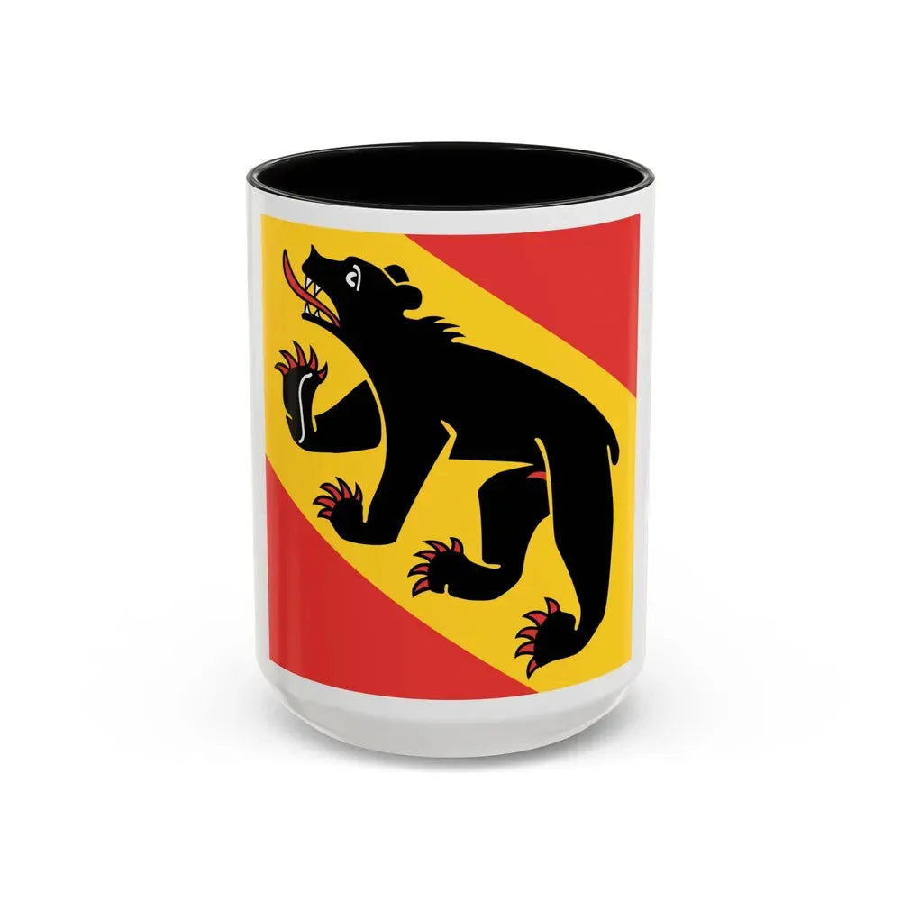 Flag of Canton of Bern Switzerland - Accent Coffee Mug 15oz Black - Go Mug Yourself