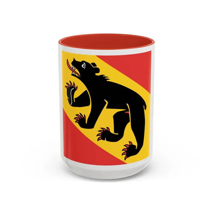 Flag of Canton of Bern Switzerland - Accent Coffee Mug 15oz Red - Go Mug Yourself