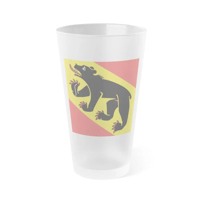 Flag of Canton of Bern Switzerland - Frosted Pint Glass 16oz-16oz-Frosted-Go Mug Yourself