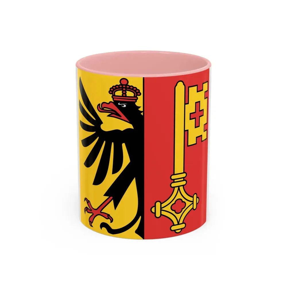 Flag of Canton of Geneva Switzerland - Accent Coffee Mug 11oz Pink - Go Mug Yourself