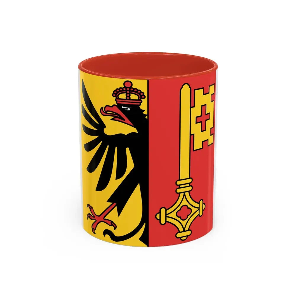 Flag of Canton of Geneva Switzerland - Accent Coffee Mug 11oz Red - Go Mug Yourself