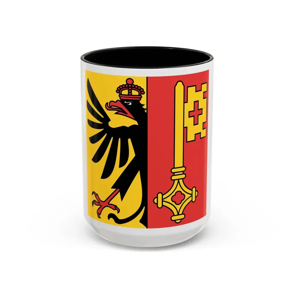 Flag of Canton of Geneva Switzerland - Accent Coffee Mug 15oz Black - Go Mug Yourself