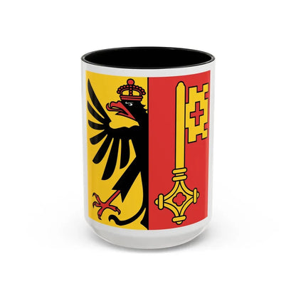 Flag of Canton of Geneva Switzerland - Accent Coffee Mug 15oz Black - Go Mug Yourself