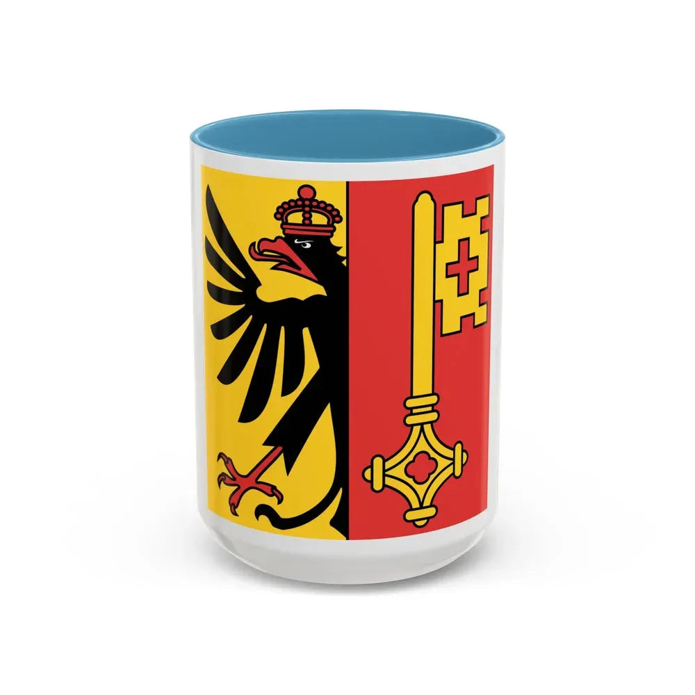 Flag of Canton of Geneva Switzerland - Accent Coffee Mug 15oz Light Blue - Go Mug Yourself