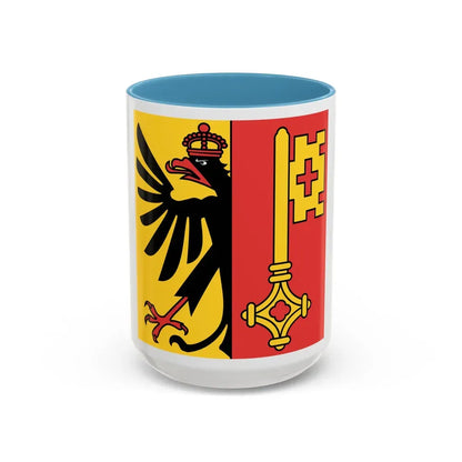 Flag of Canton of Geneva Switzerland - Accent Coffee Mug 15oz Light Blue - Go Mug Yourself