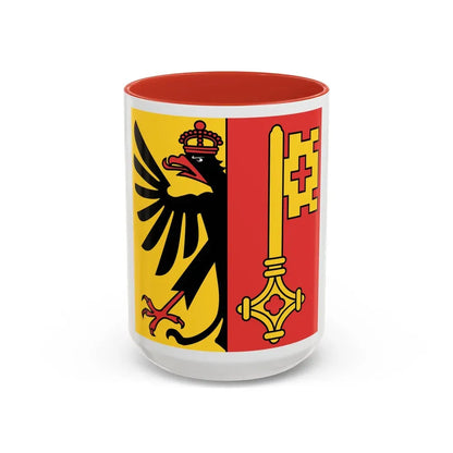 Flag of Canton of Geneva Switzerland - Accent Coffee Mug 15oz Red - Go Mug Yourself