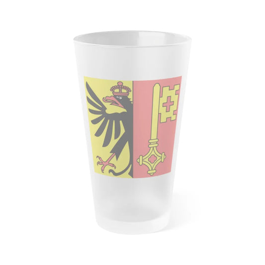 Flag of Canton of Geneva Switzerland - Frosted Pint Glass 16oz-16oz-Frosted-Go Mug Yourself