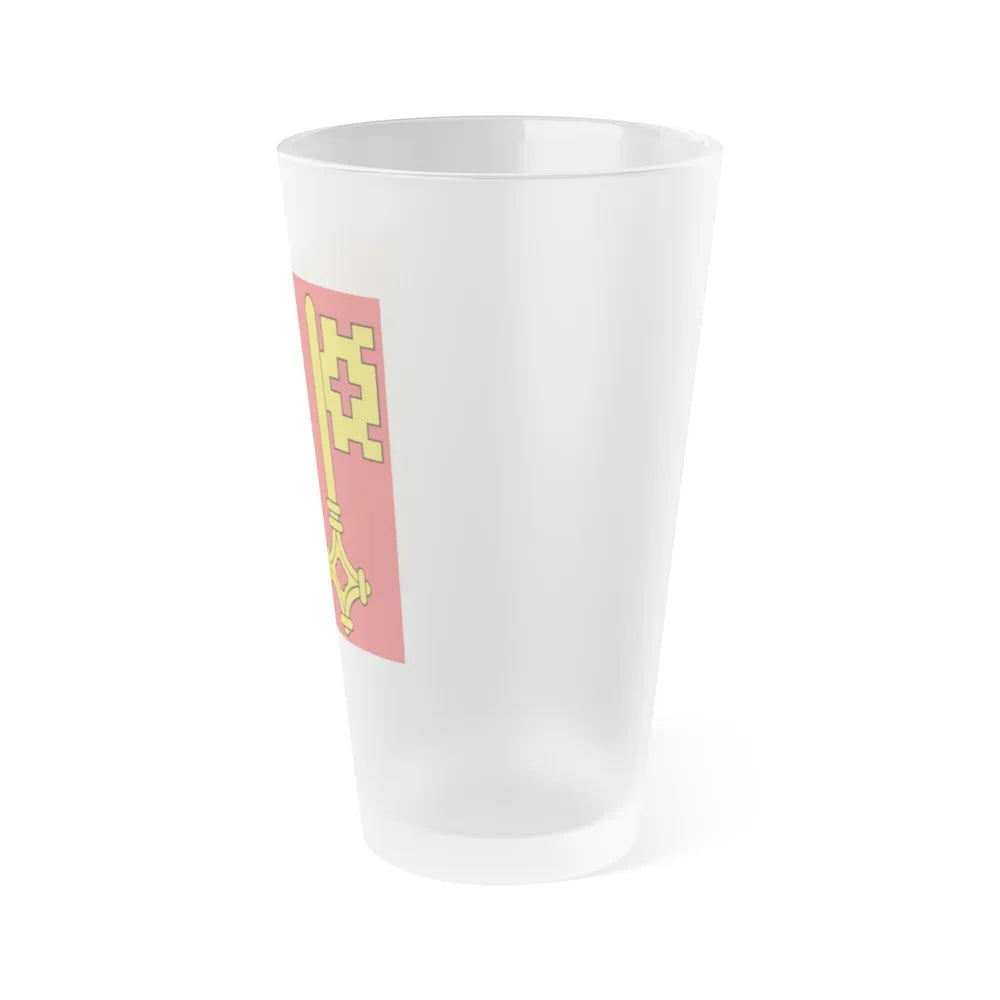 Flag of Canton of Geneva Switzerland - Frosted Pint Glass 16oz-Go Mug Yourself