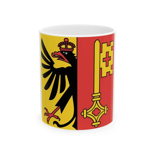 Flag of Canton of Geneva Switzerland - White Coffee Mug 11oz - Go Mug Yourself