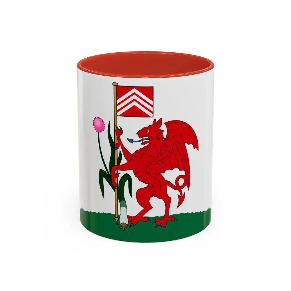 Flag of Cardiff UK - Accent Coffee Mug 11oz Red - Go Mug Yourself