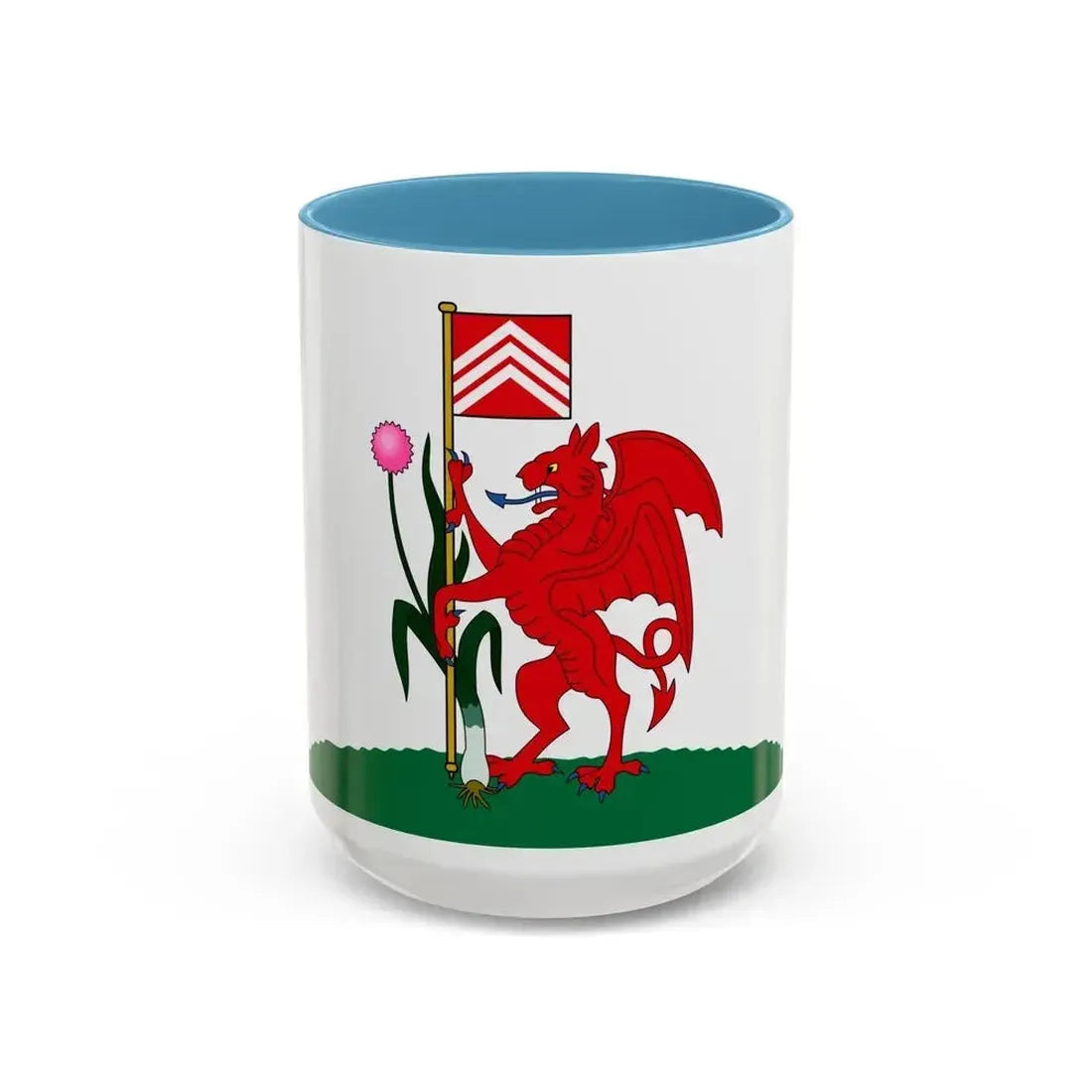 Flag of Cardiff UK - Accent Coffee Mug 15oz Light Blue - Go Mug Yourself