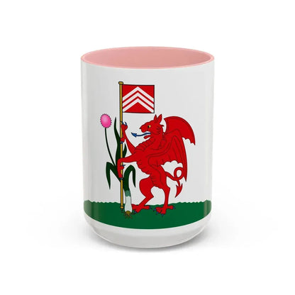 Flag of Cardiff UK - Accent Coffee Mug 15oz Pink - Go Mug Yourself