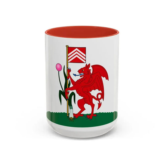 Flag of Cardiff UK - Accent Coffee Mug 15oz Red - Go Mug Yourself