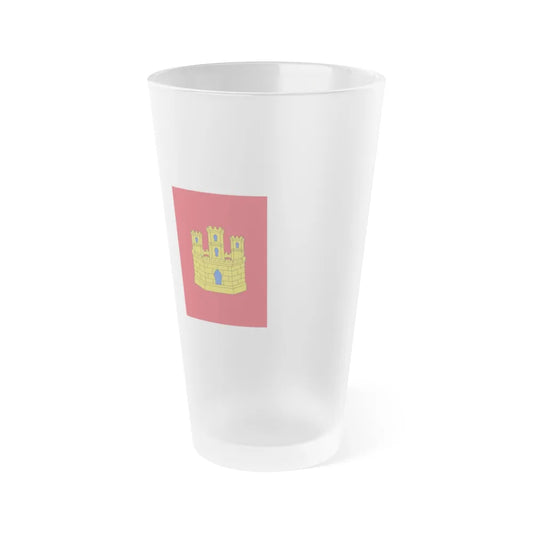 Flag of Castile La Mancha Spain - Frosted Pint Glass 16oz-16oz-Frosted-Go Mug Yourself