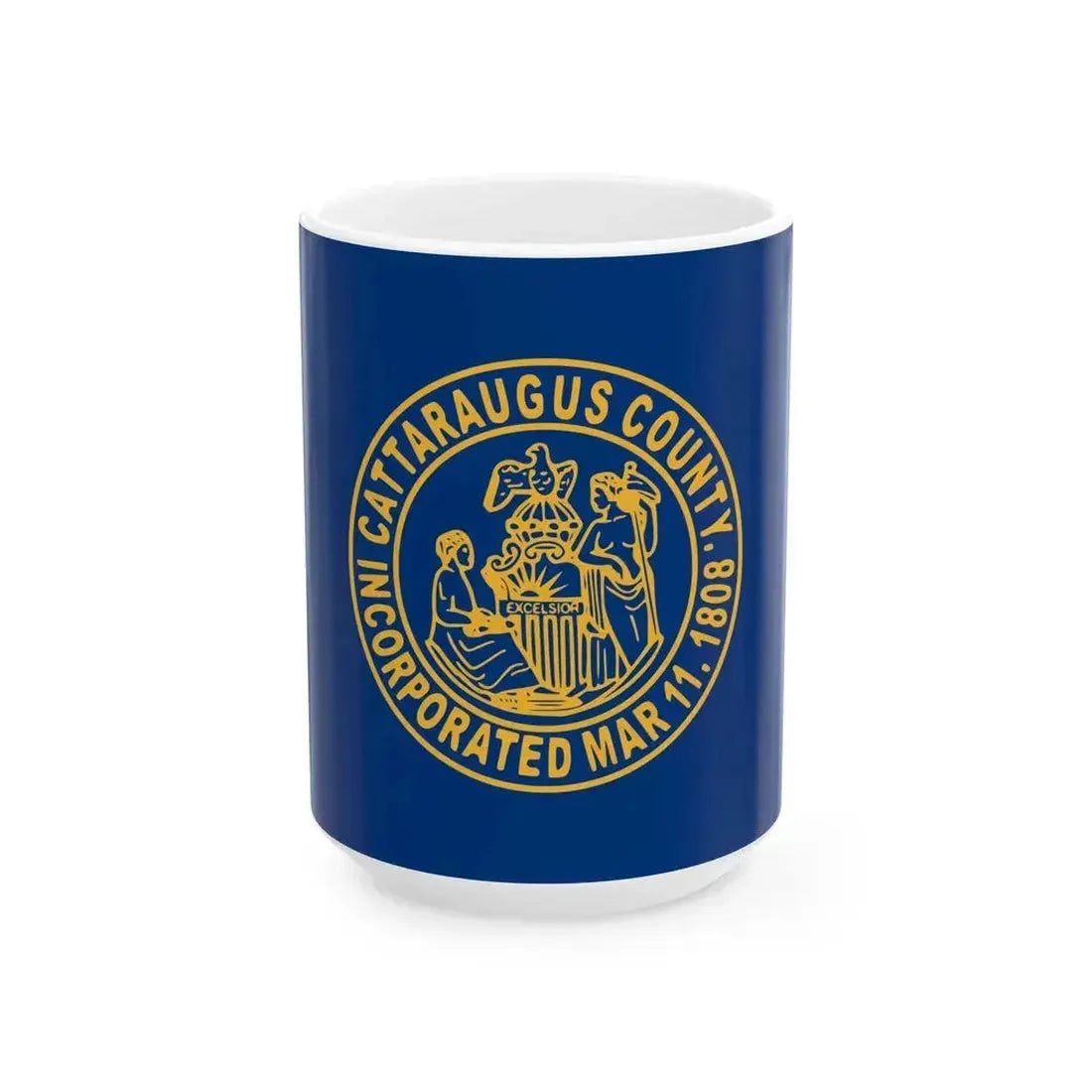Flag of Cattaraugus County New York (United States) White Coffee Mug 15oz - Go Mug Yourself