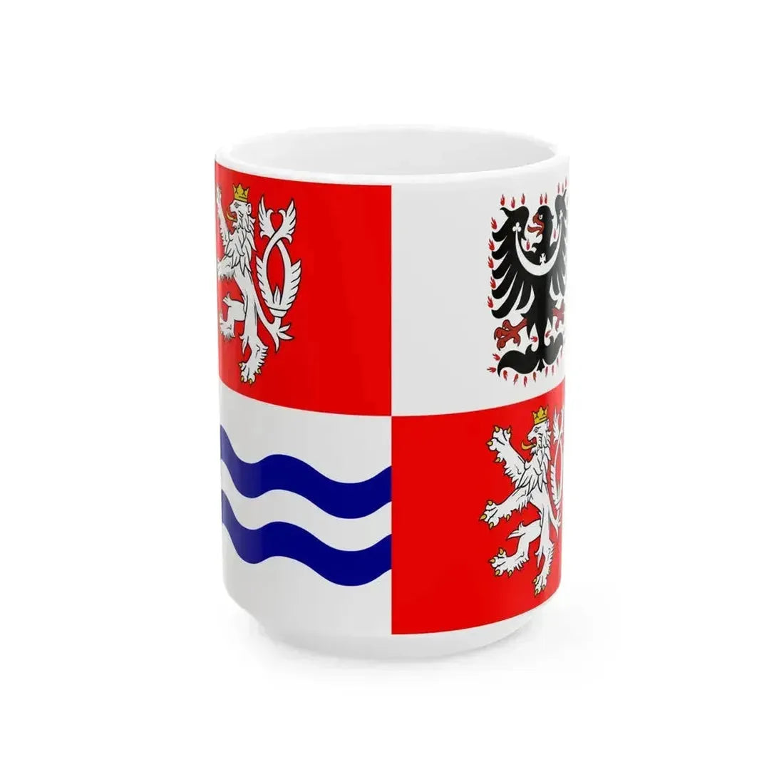 Flag of Central Bohemian Region (Czech Republic) White Coffee Mug 15oz - Go Mug Yourself