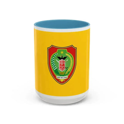 Flag of Central Kalimantan Indonesia - Accent Coffee Mug 15oz Light Blue - Go Mug Yourself