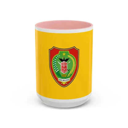 Flag of Central Kalimantan Indonesia - Accent Coffee Mug 15oz Pink - Go Mug Yourself