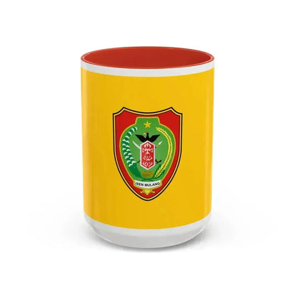 Flag of Central Kalimantan Indonesia - Accent Coffee Mug 15oz Red - Go Mug Yourself
