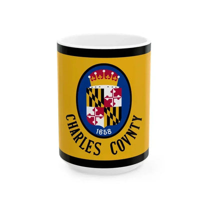 Flag of Charles County Maryland (United States) White Coffee Mug 15oz - Go Mug Yourself