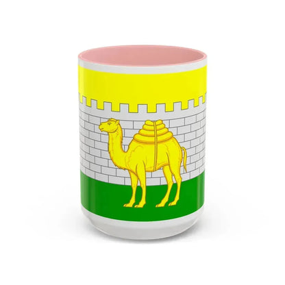 Flag of Chelyabinsk Russia - Accent Coffee Mug 15oz Pink - Go Mug Yourself