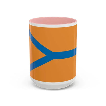 Flag of Cherepovets Russia - Accent Coffee Mug 15oz Pink - Go Mug Yourself