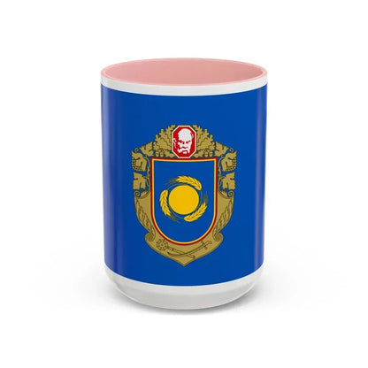 Flag of Cherkasy Oblast Ukraine - Accent Coffee Mug 15oz Pink - Go Mug Yourself