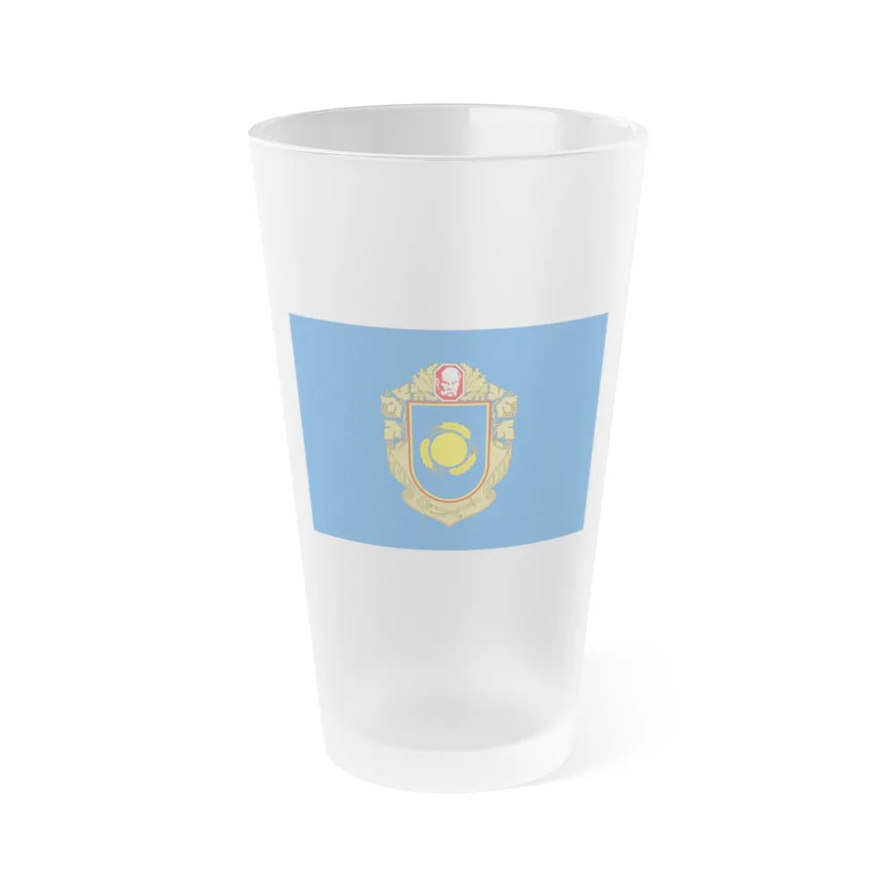 Flag of Cherkasy Oblast Ukraine - Frosted Pint Glass 16oz-16oz-Frosted-Go Mug Yourself