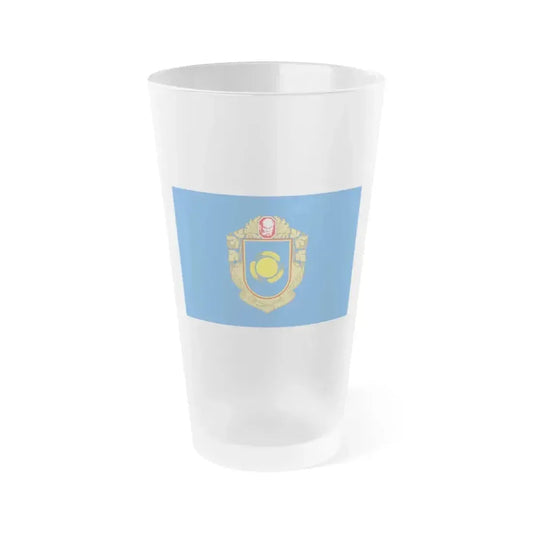 Flag of Cherkasy Oblast Ukraine - Frosted Pint Glass 16oz 16oz Frosted - Go Mug Yourself
