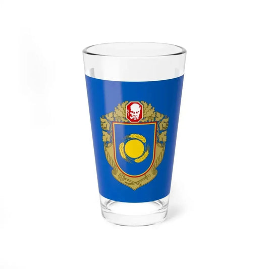 Flag of Cherkasy Oblast Ukraine - Pint Glass 16oz 16oz - Go Mug Yourself