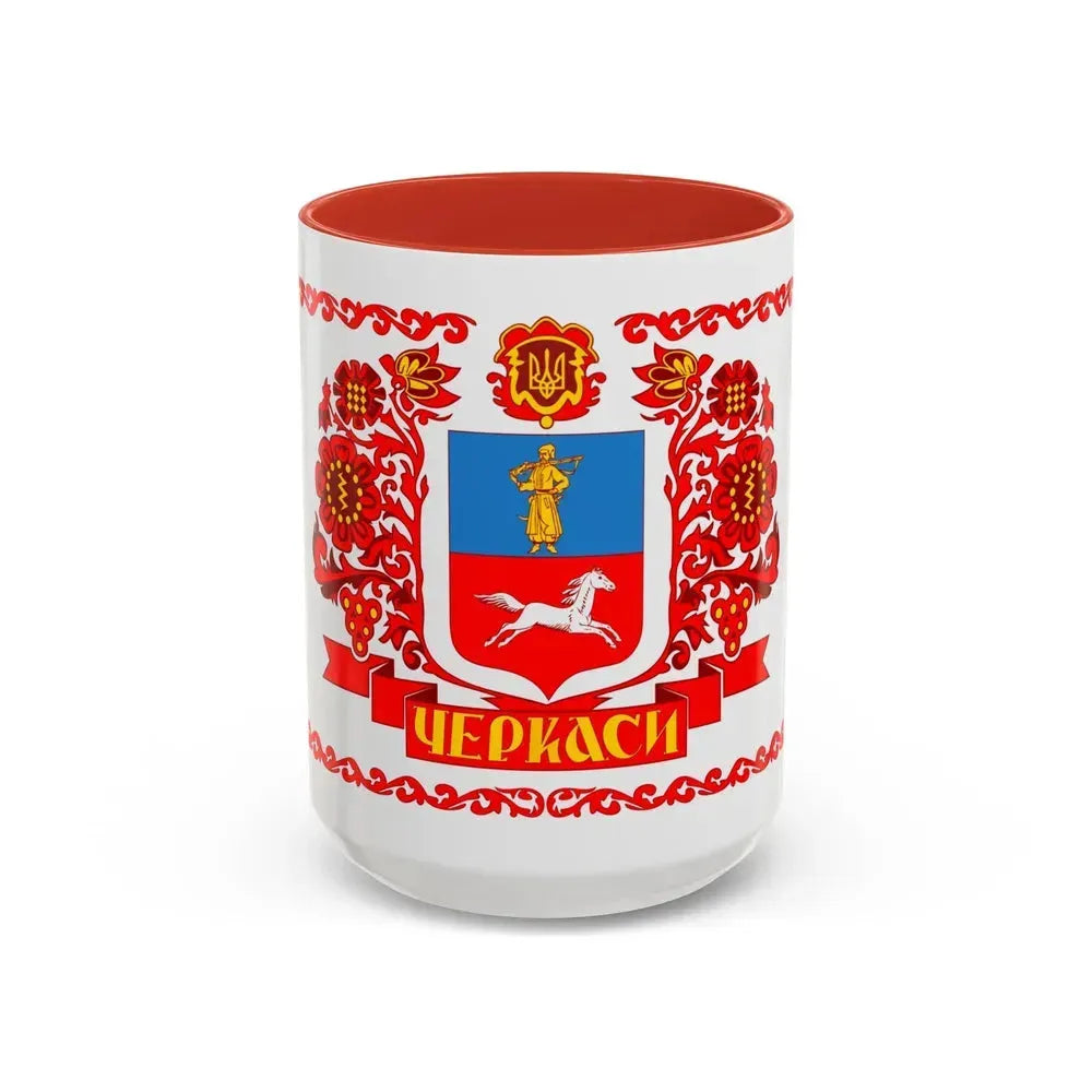 Flag of Cherkasy Ukraine - Accent Coffee Mug 11oz Red - Go Mug Yourself