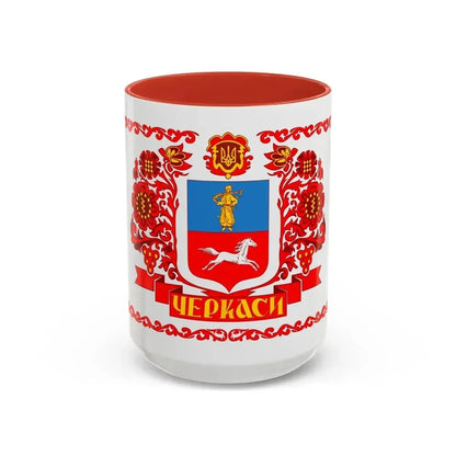 Flag of Cherkasy Ukraine - Accent Coffee Mug 11oz Red - Go Mug Yourself