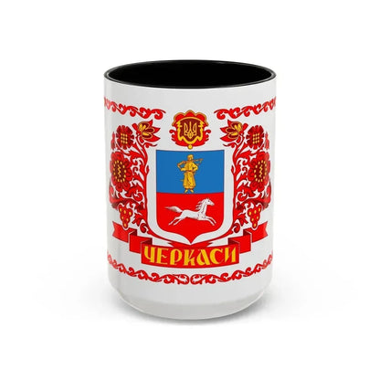 Flag of Cherkasy Ukraine - Accent Coffee Mug 15oz Black - Go Mug Yourself