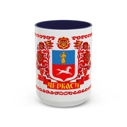 Flag of Cherkasy Ukraine - Accent Coffee Mug 15oz Navy - Go Mug Yourself