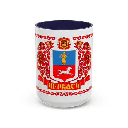 Flag of Cherkasy Ukraine - Accent Coffee Mug 15oz Navy - Go Mug Yourself