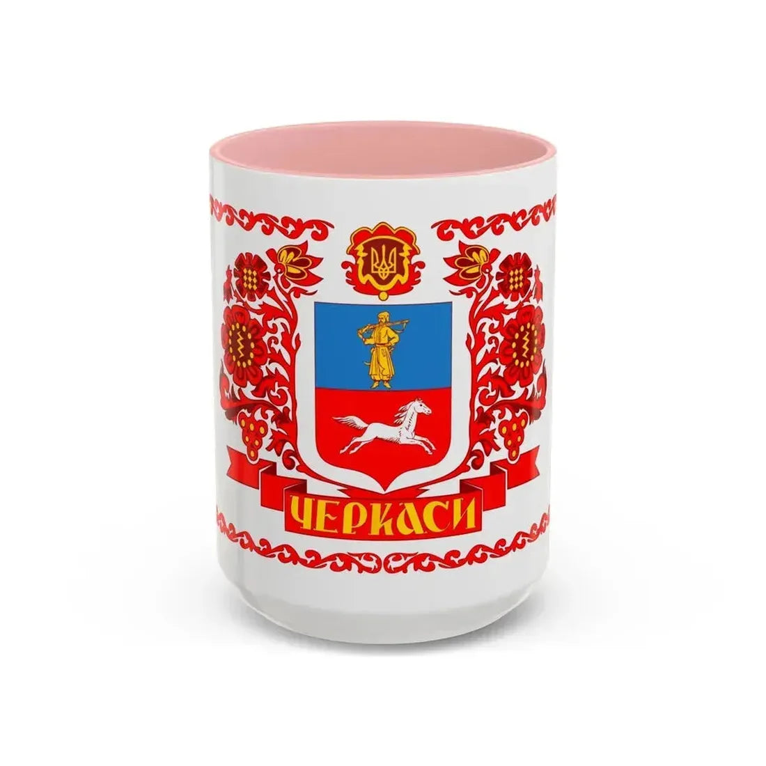 Flag of Cherkasy Ukraine - Accent Coffee Mug 15oz Pink - Go Mug Yourself