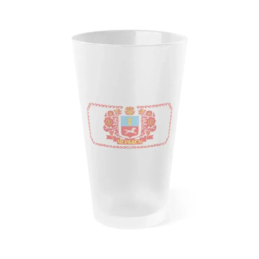 Flag of Cherkasy Ukraine - Frosted Pint Glass 16oz 16oz Frosted - Go Mug Yourself