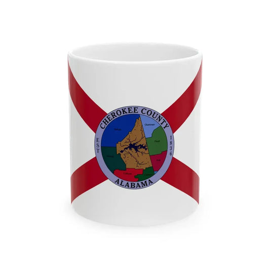 Flag of Cherokee County Alabama (United States) White Coffee Mug 11oz - Go Mug Yourself