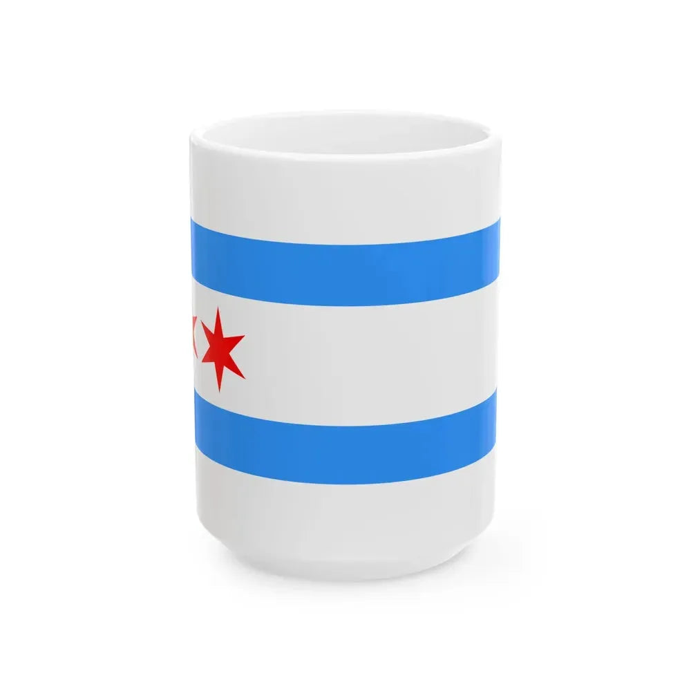 Flag of Chicago Illinois 1917-1933 (United States) White Coffee Mug 15oz - Go Mug Yourself