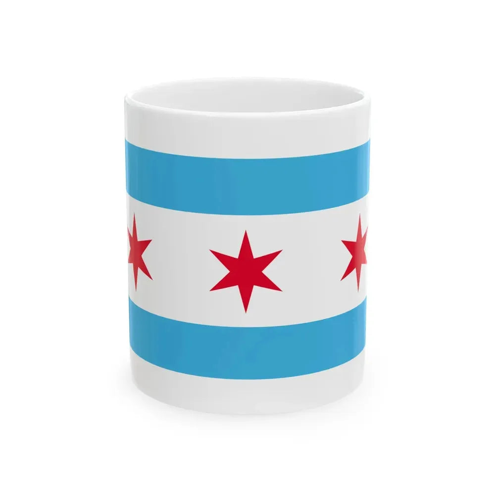 Flag of Chicago Illinois 1933-1939 (United States) White Coffee Mug 11oz - Go Mug Yourself