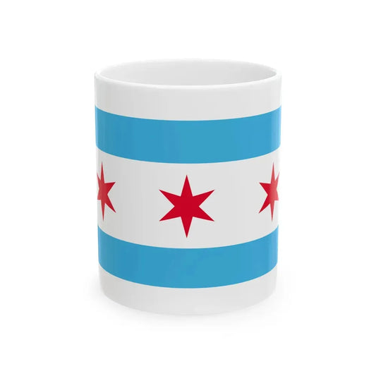Flag of Chicago Illinois 1933-1939 (United States) White Coffee Mug 11oz - Go Mug Yourself